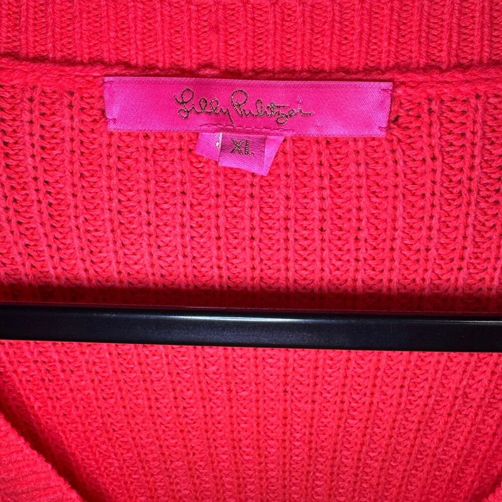 Lilly Pulitzer Luletta Balloon Sleeve Knit Sweater Spicy Coral Size XL - Picture 8 of 11